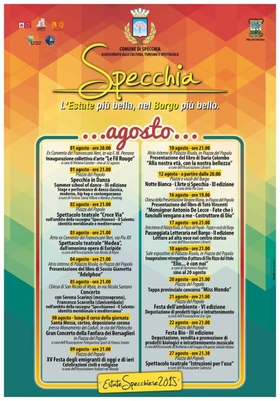 ESTATE SPECCHIESE 2015 - L'estate pi&ugrave; bella nel borgo pi&ugrave;&agrav...