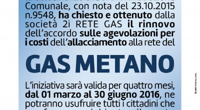 AGEVOLAZIONE SUL COSTO DELL'ALLACCIAMENTO ALLA RETE DEL GAS METANO - RINNOVO ...