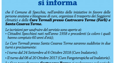CURE TERMALI PRESSO SANTA CESAREA TERME E CASTROCARO TERME ANNO 2018