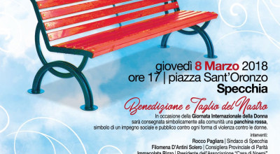 MANIFESTAZIONE LA PANCHINA DELLA VITA - 08 MARZO 2018