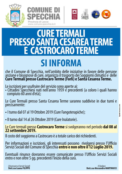CURE TERMALI SANTA CESAREA TERME E CASTROCARO TERME