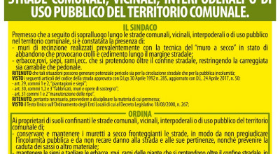 ORDINANZA PER LA MANUTENZIONE DEI MURETTI A SECCO