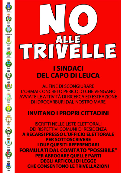 NO ALLE TRIVELLE - I SINDACI DEL CAPO DI LEUCA INVITANO I PROPRI CITTADINI A ...