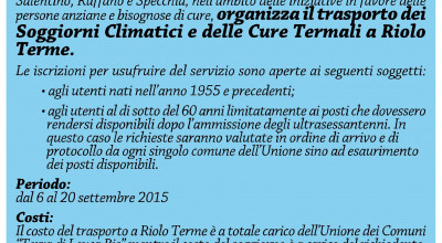 SOGGIORNI CLIMATICI E CURE TERMALI A RIOLO TERME - ORGANIZZAZIONE DEL SERVIZI...