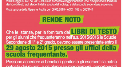 FORNITURA LIBRI DI TESTO ANNO SCOLASTICO 2015-2016