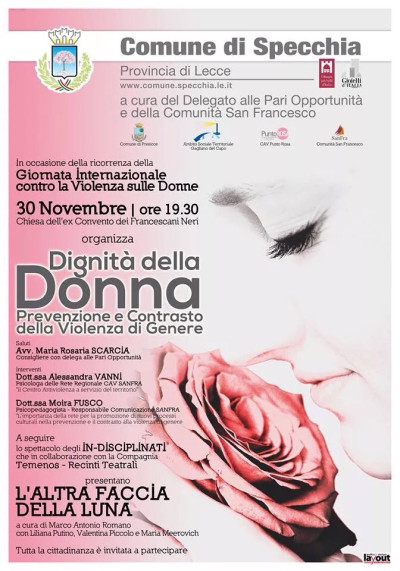 GIORNATA INTERNAZIONALE CONTRO LA VIOLENZA SULLE DONNE - 30 NOVEMBRE ORE 19.3...