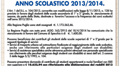 CONCESSIONE CONTRIBUTI PER STUDENTI DI SCUOLE MEDIE SUPERIORI DI 1&deg; E 2&d...