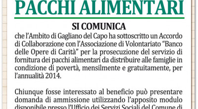 INTERVENTI DI INCLUSIONE SOCIALE E LOTTA ALLA POVERTA' - PACCHI ALIMENTARI