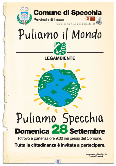 DOMENICA 28 SETTEMBRE A PARTIRE DALLE ORE 9.00 INIZIATIVA PULIAMO IL MONDO - ...